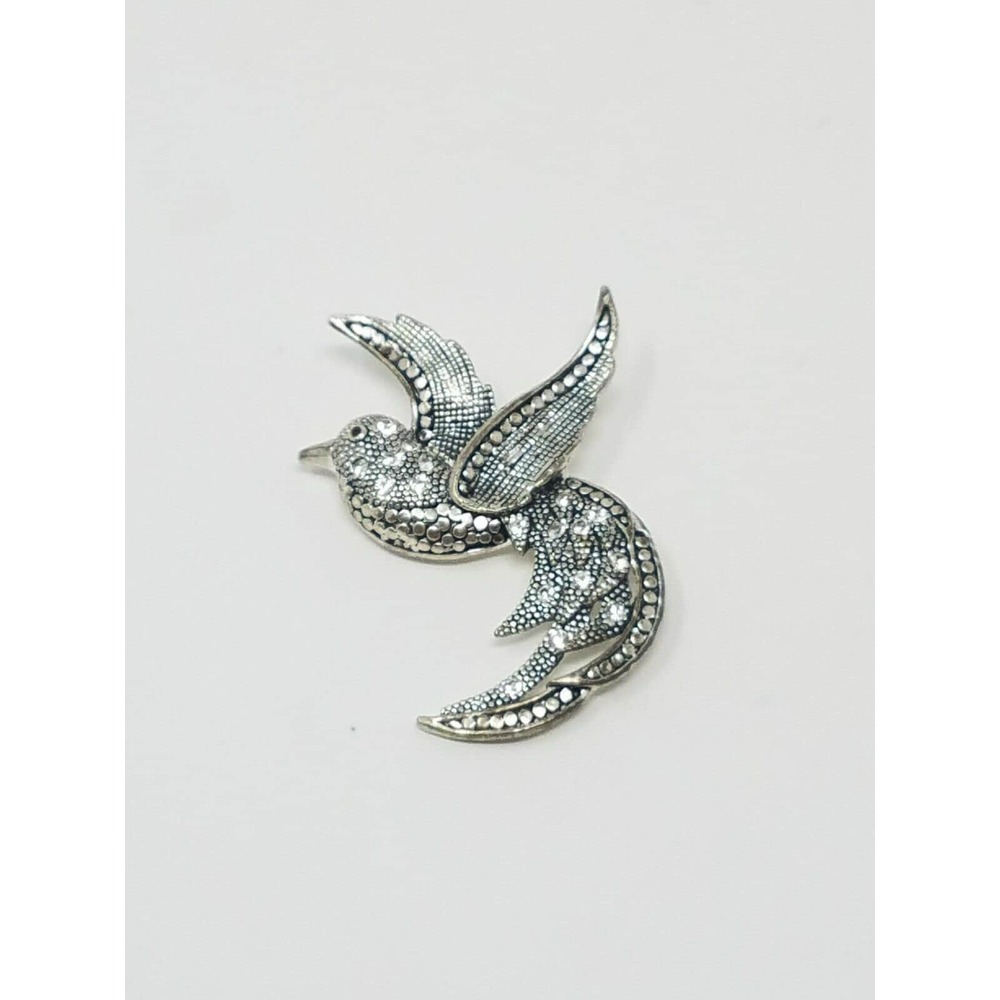 Vintage Marcasite bird of Paradise brooch silver tone fantasy